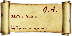 Güns Alina névjegykártya